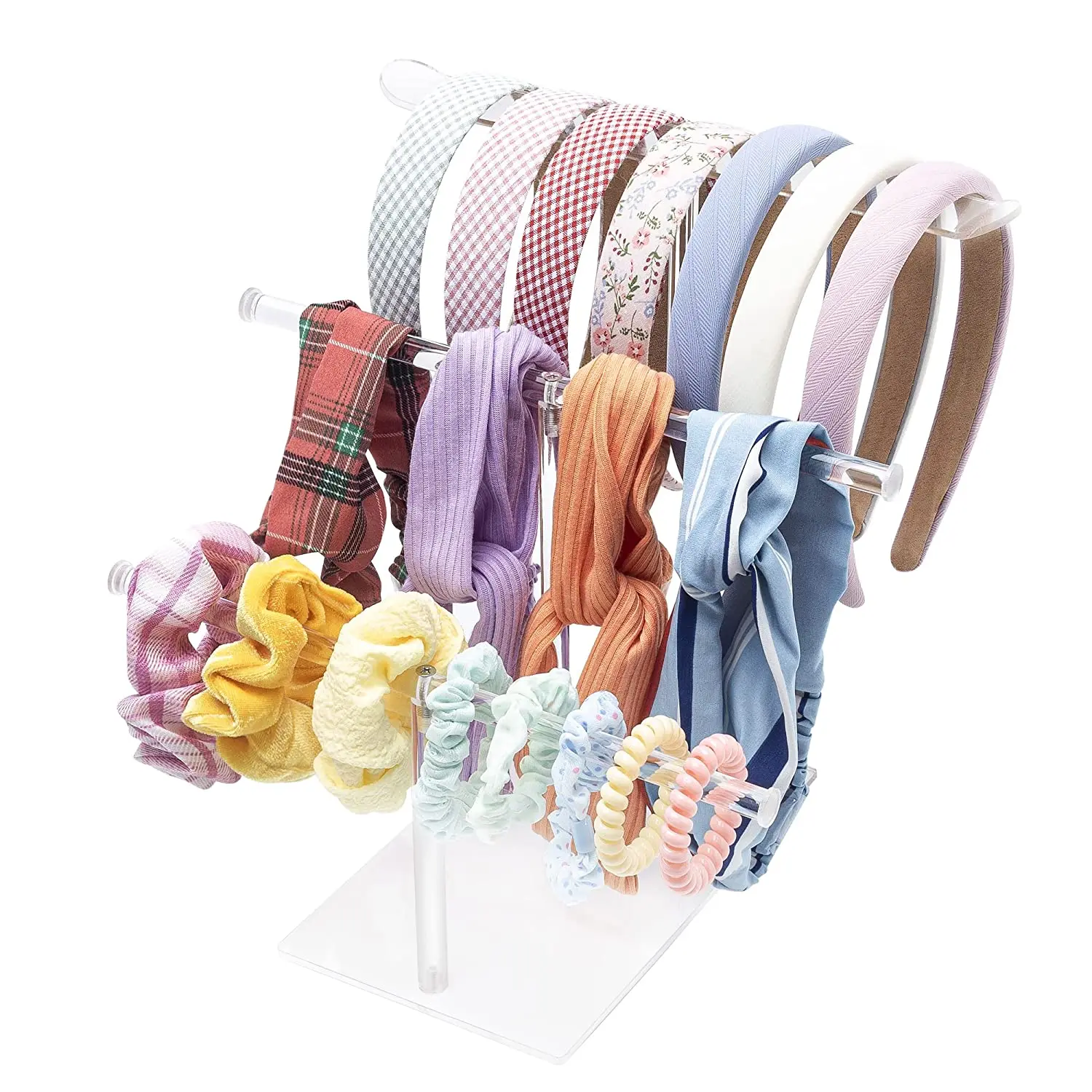 Acrylic Headband Holder Organizer - 3-Tier Clear Scrunchies  display picture 1