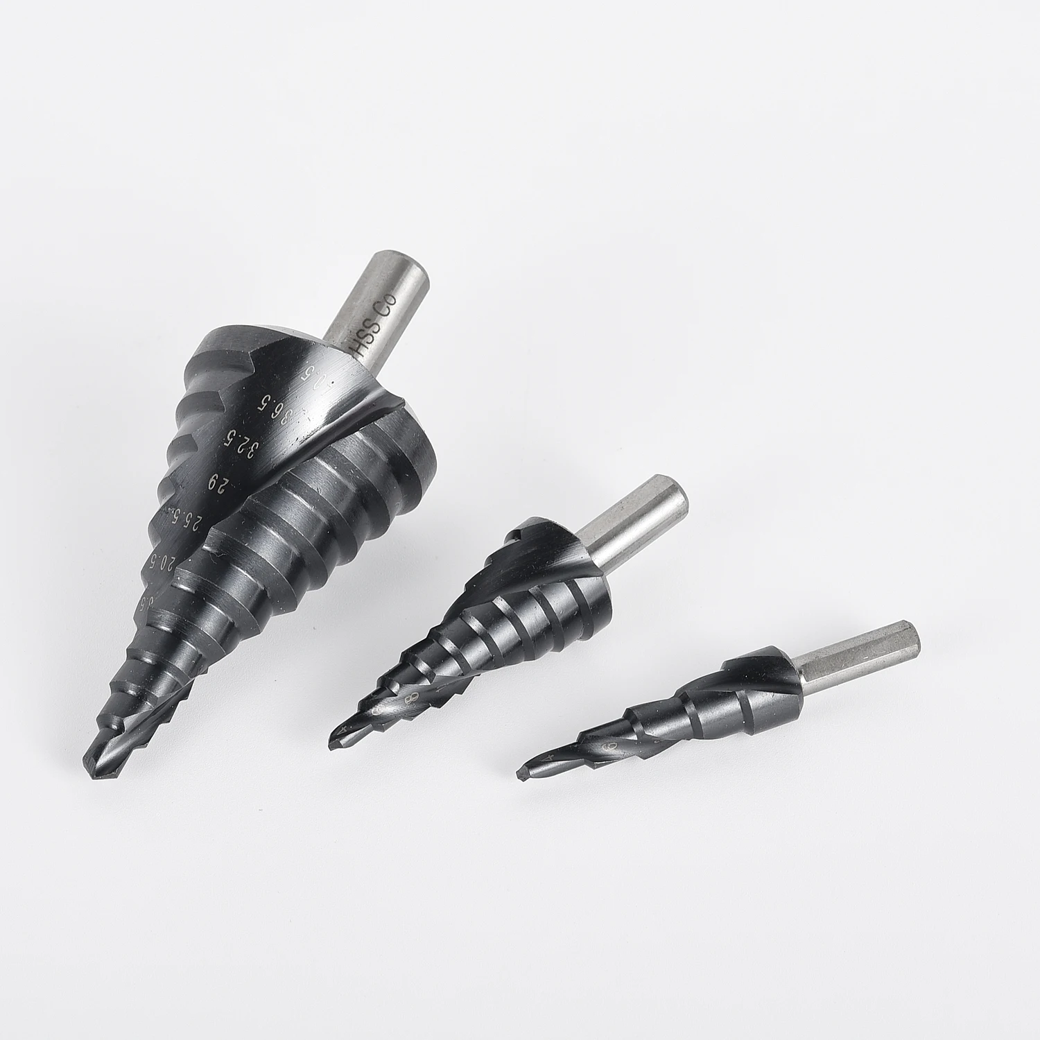 Good Quality 432mm Triangle Spiral Step Conical Cone Hss Hex Shank