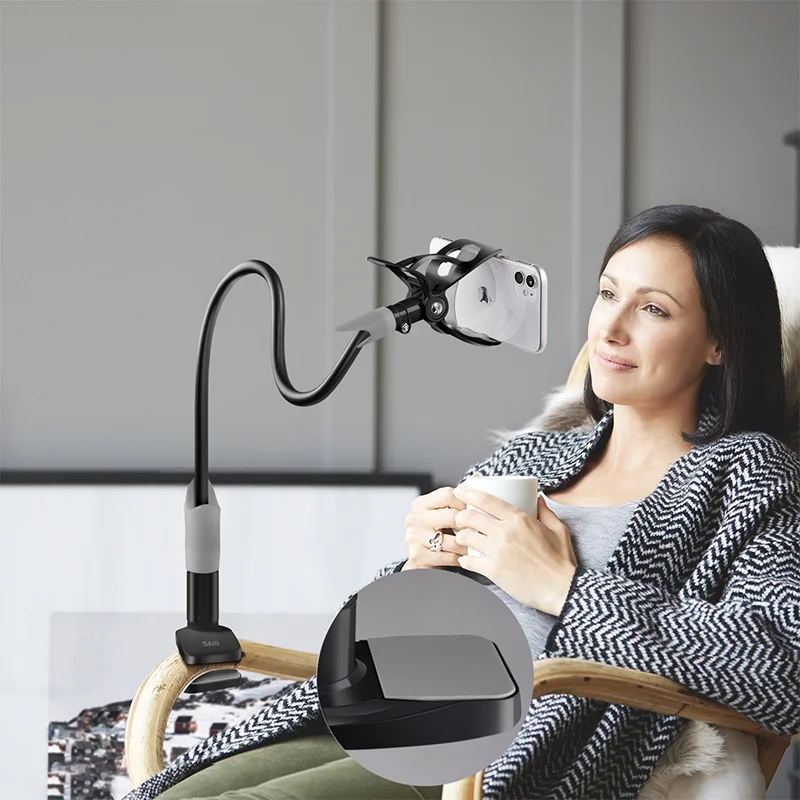 Phone Holder Bed Gooseneck Mount Cell Phone Clamp Clip For Desk,Flexible Lazy Long Arm