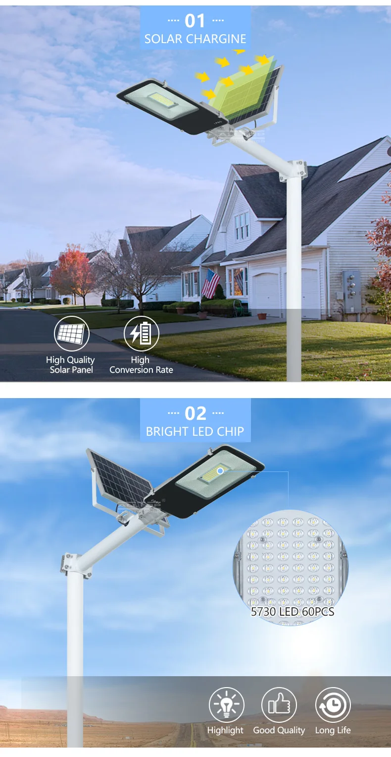 ALLTOP Bridgelux smd waterproof outdoor lighting ip65 100w solar led street light
