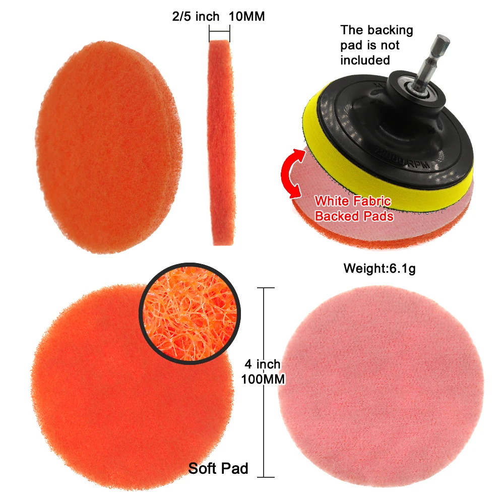 4 Inch 100mm Orange Cleaning Abrasive Industrial Nylon Polishing