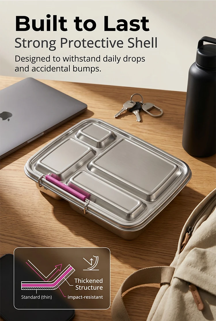 KOLINK Custom 4-Compartment Stainless Steel Bento Box Detail 7