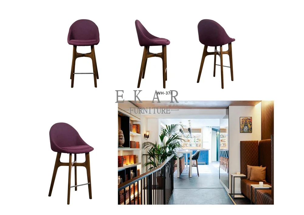 Modern Bar Stool Armless Wooden Leg Upholstered PU Leather Counter Height Stools Bar Chair supplier