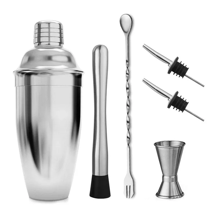 
Amazon Hot 6-piece Stainless Steel Cocktail Bartender Kit 