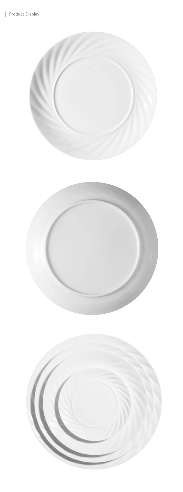 6.25-8.25-10.5-12 inch LFGB/FDA Certificate  Used Restaurant Plates, Catering Cheap White Ceramic Plate, Plates Restaurant Hotel
