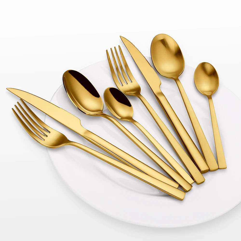 Wedding 18/10 Stainless Steel Gold Cutlery Set Flatware,Golden Cutlery
