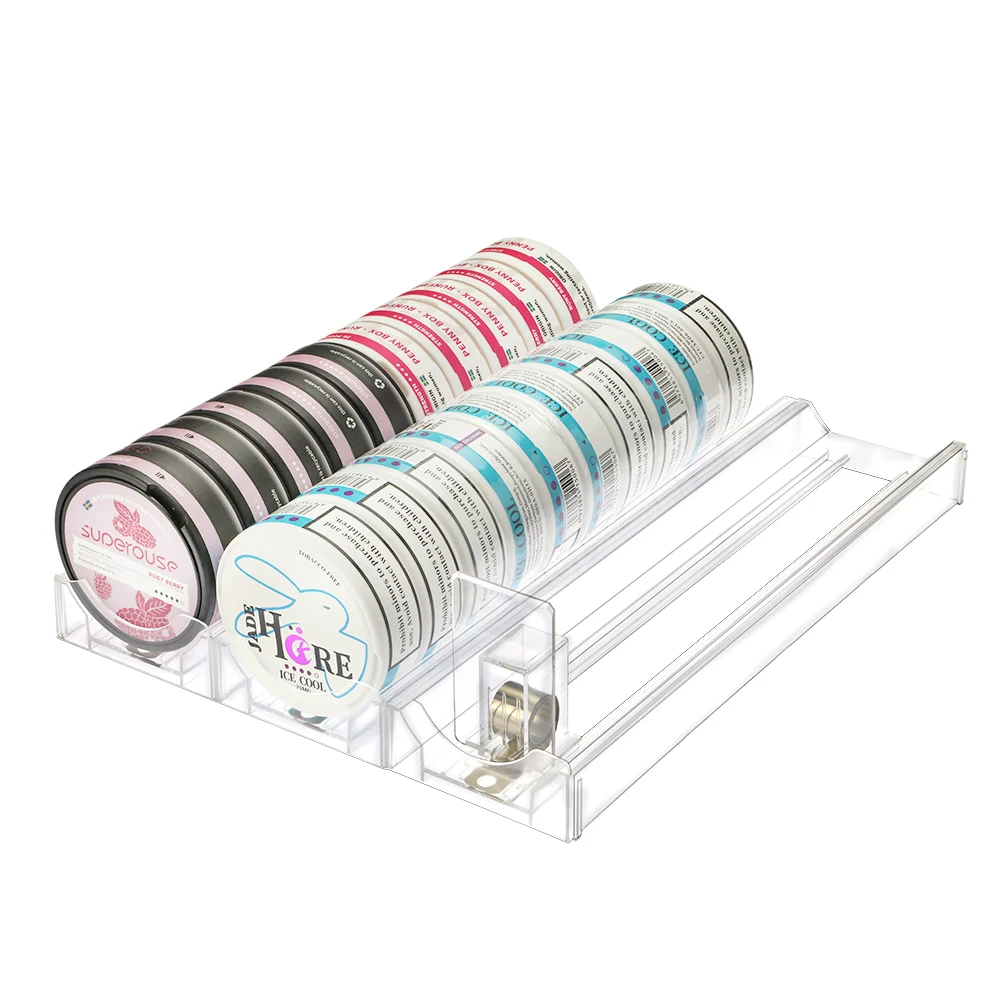 Retail Store Nicotine Pouches Rack Convenience Store Metal Flavored Tins  Shelving Display Holder Gondola Snus Shelf Pusher