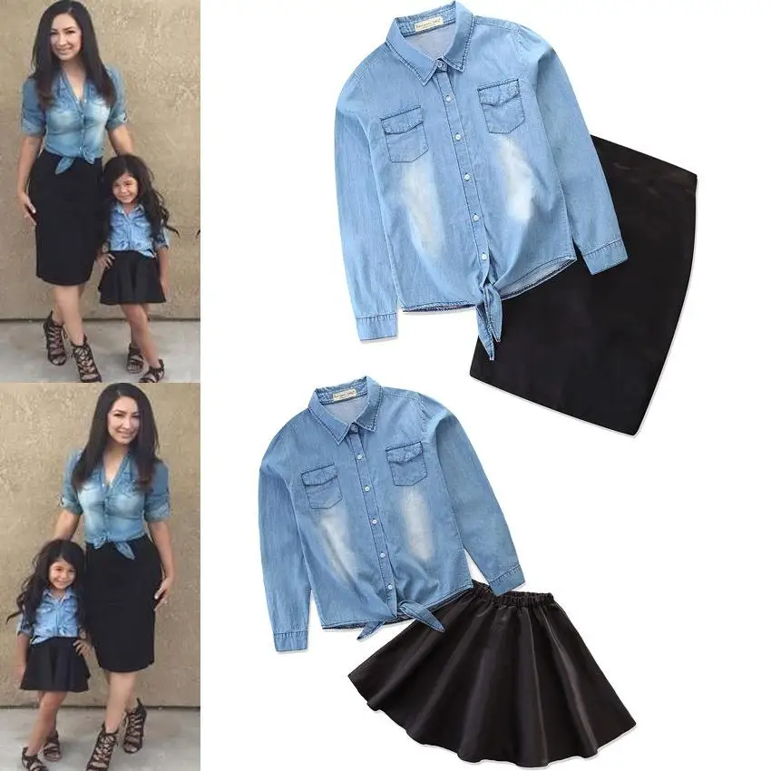 mother and daughter denim outfits