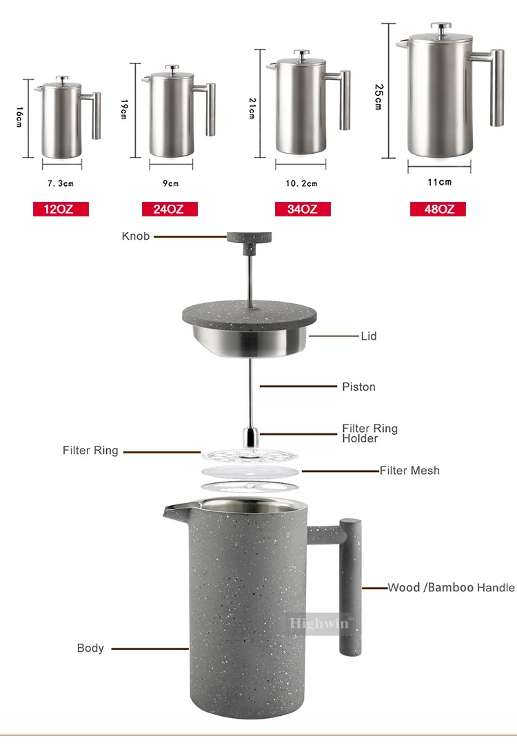 304 stainless steel french press 