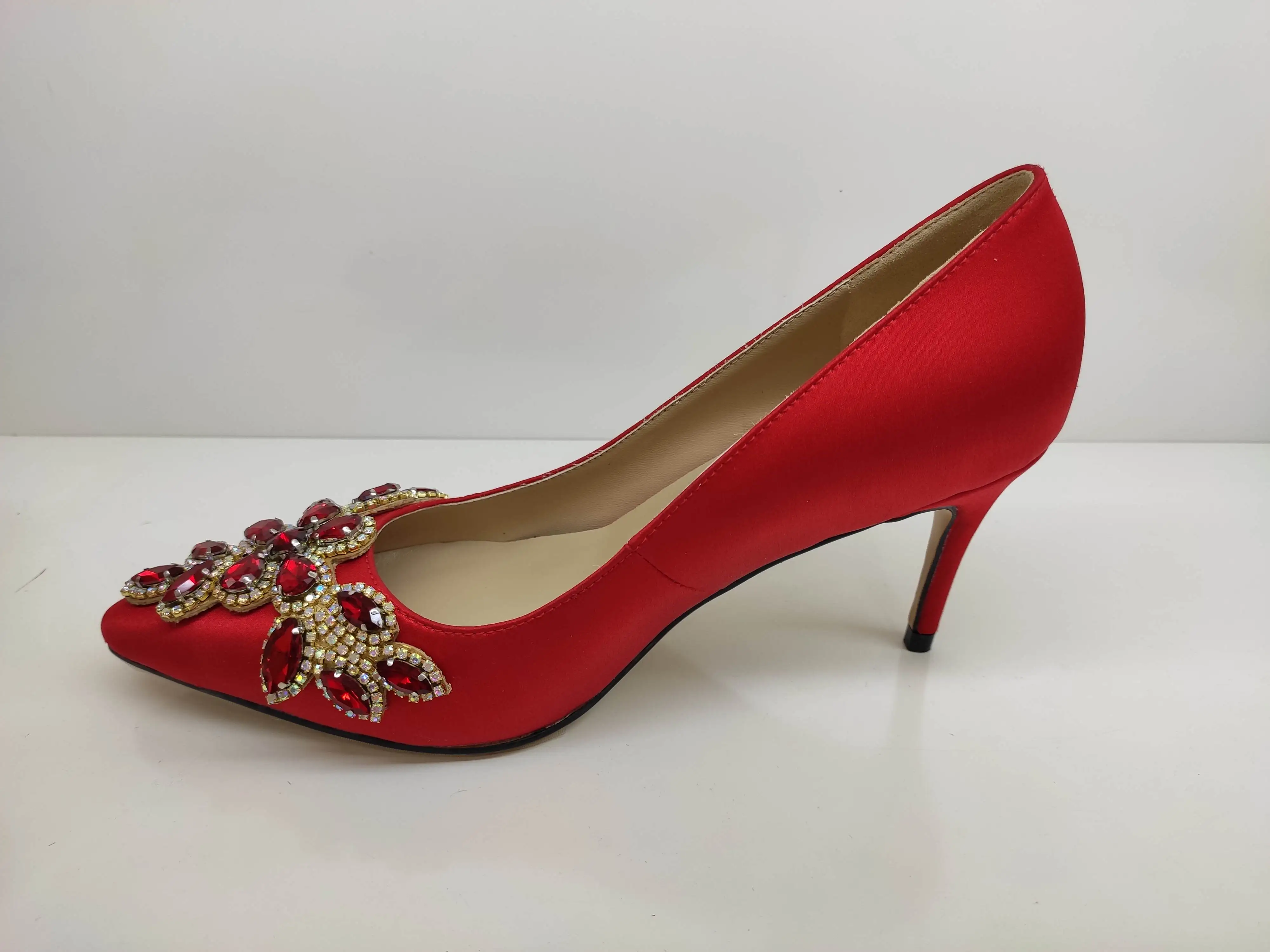 2019 High Heel Women's Pumps Red Silk X19c181c Ladies Women Custom