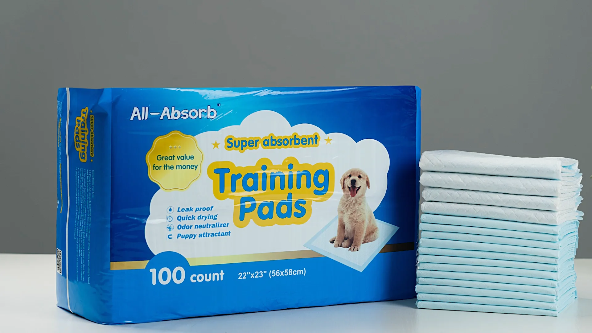 Allabsorb 22"x23'' (56x58cm) 100 Count Disposable Pet Puppy Dog