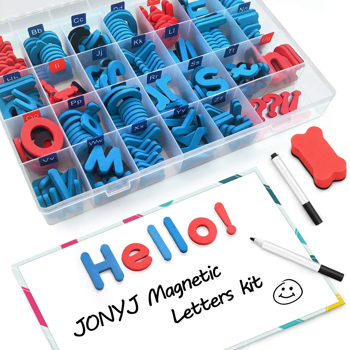 Fun with Magnets 108 Uppercase Magnetic Foam Letters + Punctuation (Red &  Blue)