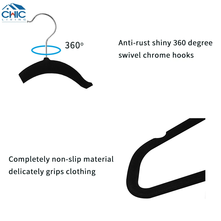 Customized Cloth Hanger Wholesale Black Grey Custom 50 Pack Coat Velvet