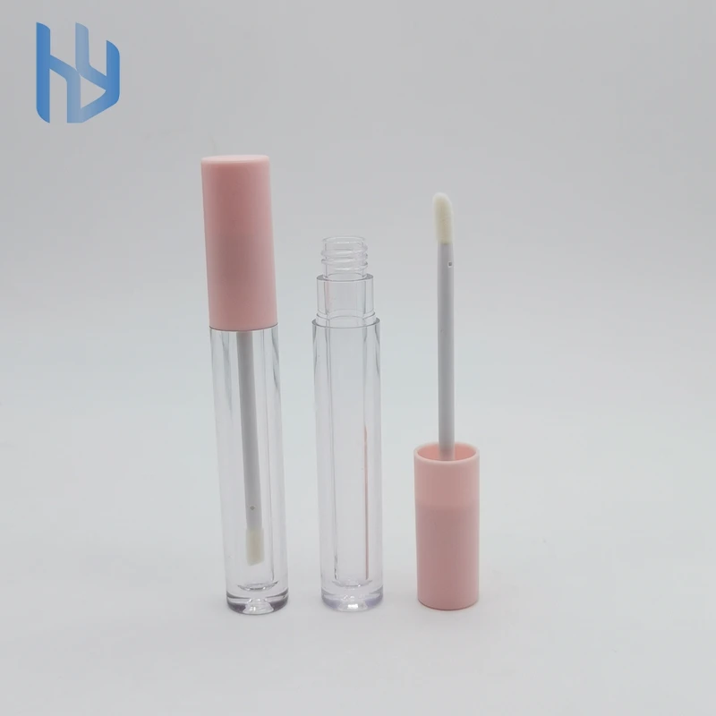 Round Pink Clear Lip Gloss Tubepink Lipgloss Tube4ml Lipgloss Container Plastic Cosmetic 