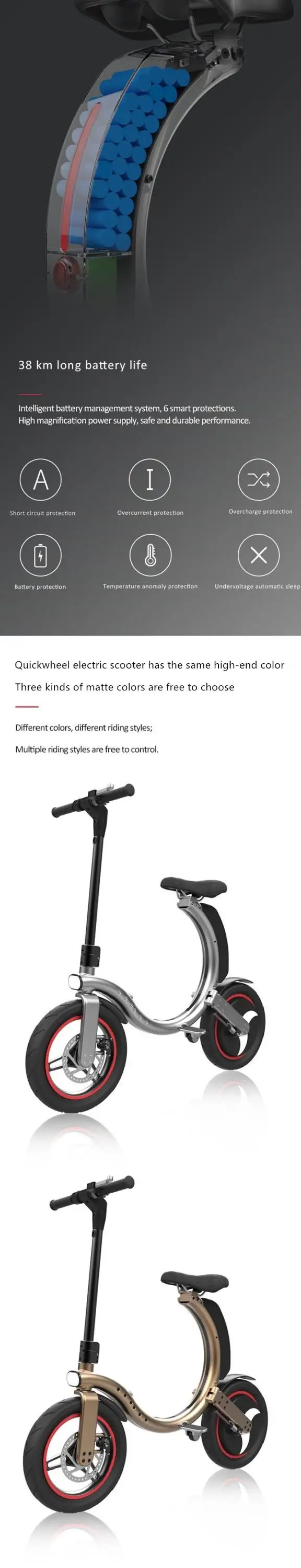 Ce Rohs Adult Hs Code Quickwheel Elektro 36v Dual 1000w Motor E Scoter