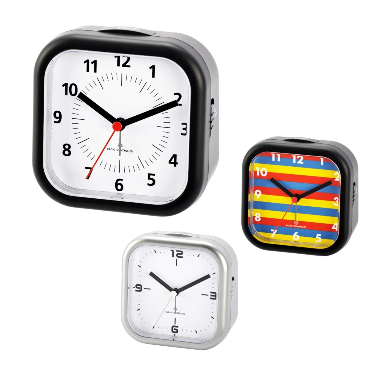 Square Dcf Msf Jjy Radio Controlled Table Analog Bell Alarm Clock With