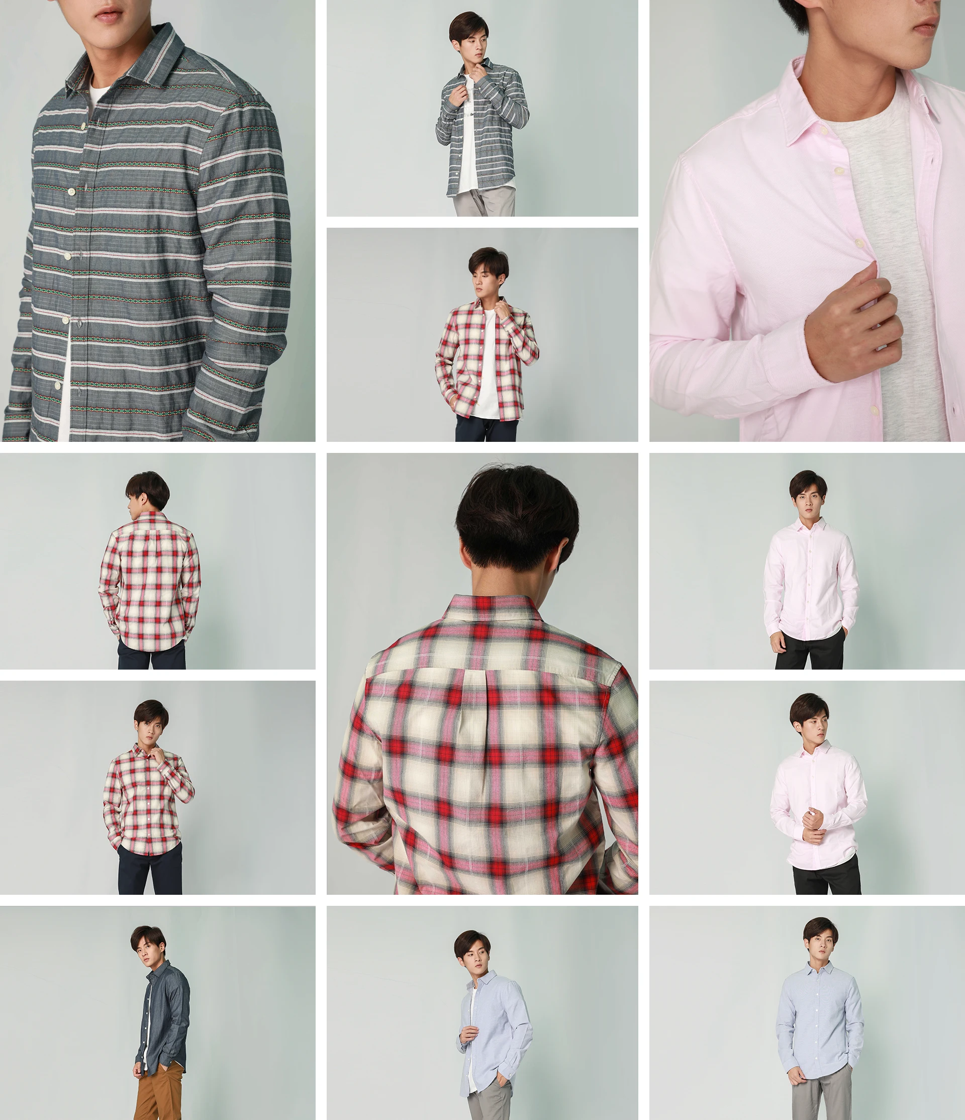 Latest Casual Long Sleeve Pink Orange Cotton Plaid Shirt For Boyfriend