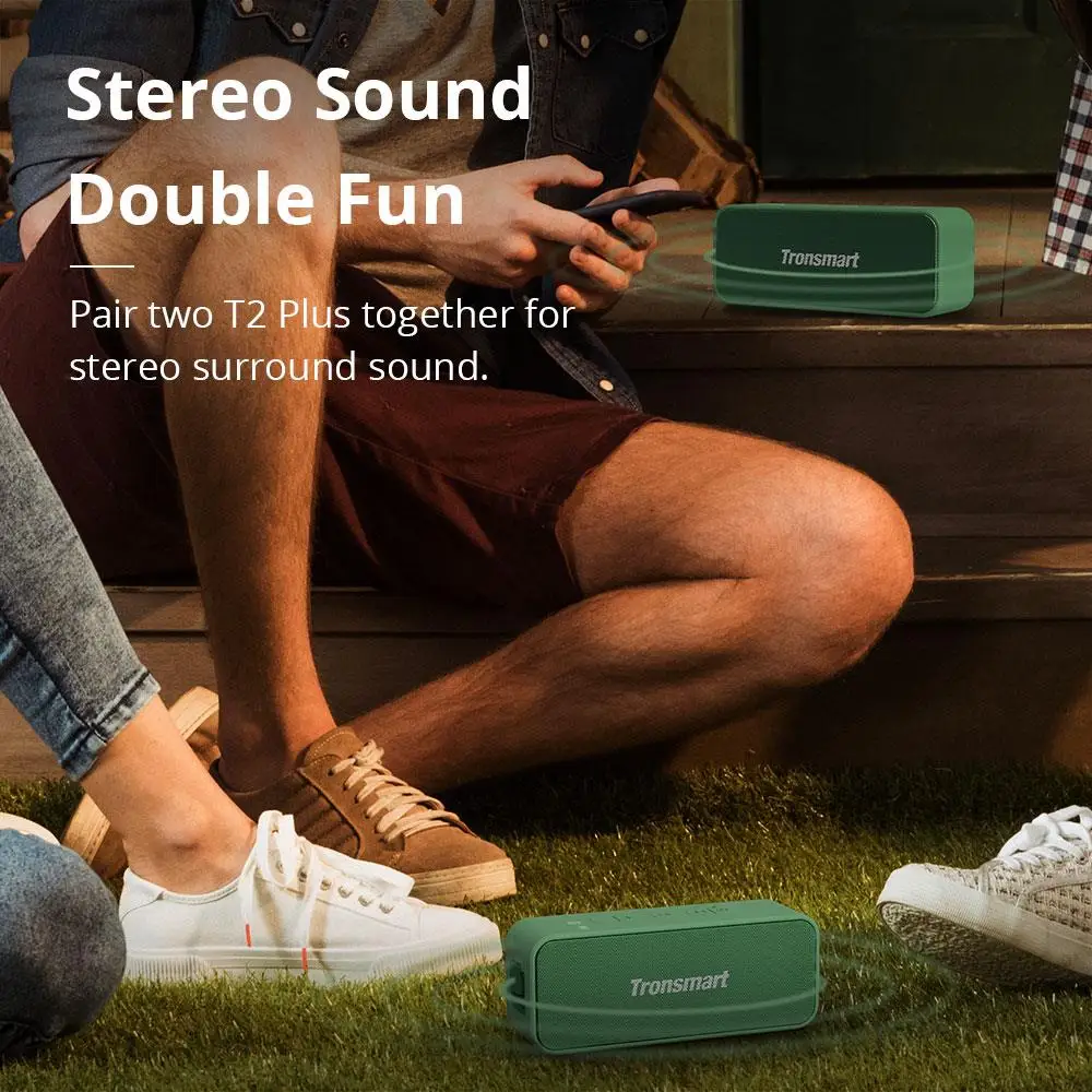 Tronsmart Element T2 Plus Portable Bluetooth 5.0 Speaker IPX7 Waterproof NFC Speakers 15H Playtime with Voice Assistant - ANKUX.COM