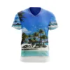 men sublimate print v-neck t-shirt Sublimation men's print dry fit t shirt Custom logo basic men's t shirt