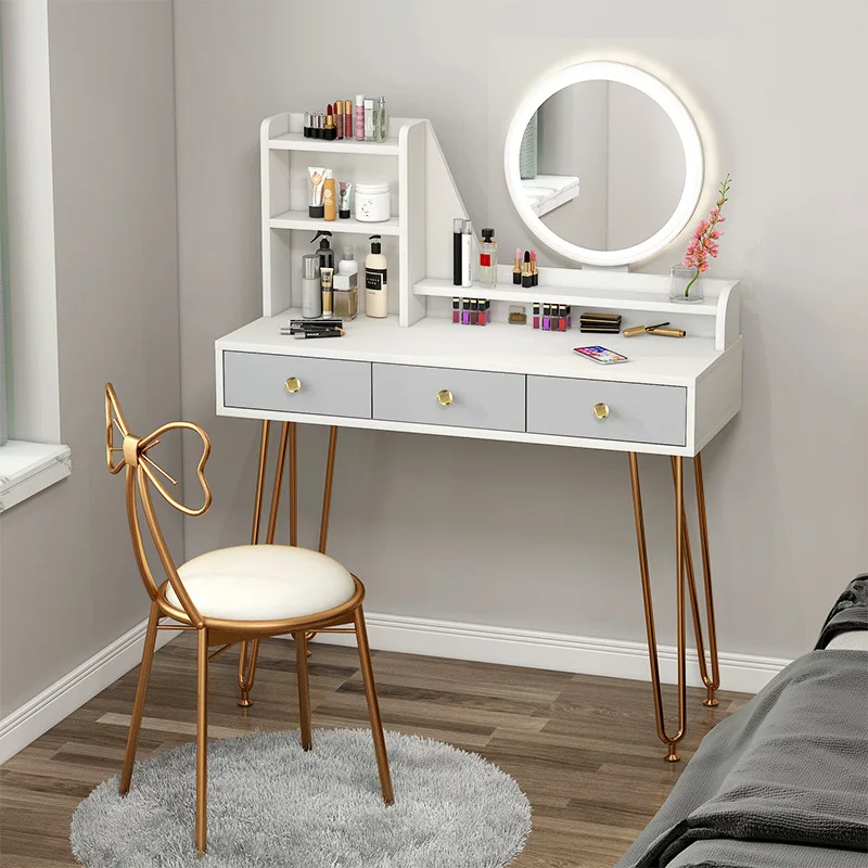 Luxury Dressing Table With Led Lights Bedroom Simple Storage