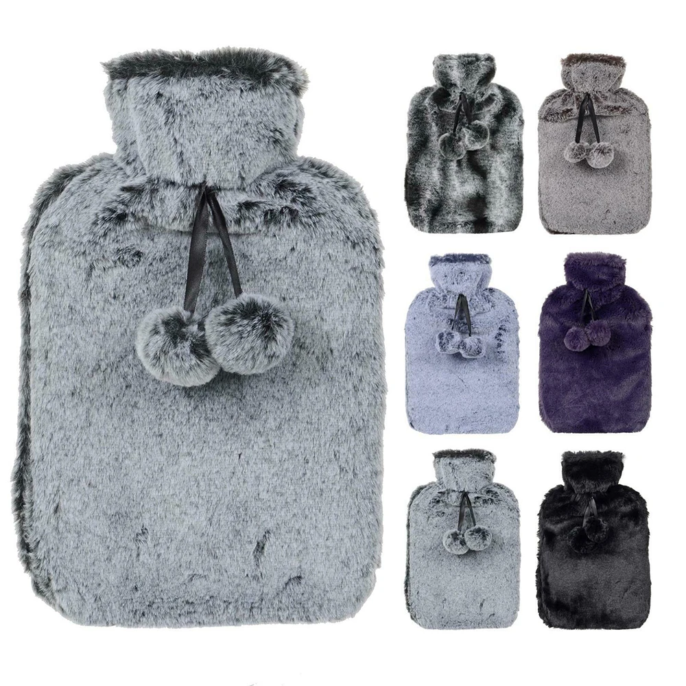 Custom Hand Warmer Waterproof Fur Cover Rubber Bottle Hot Water Bag