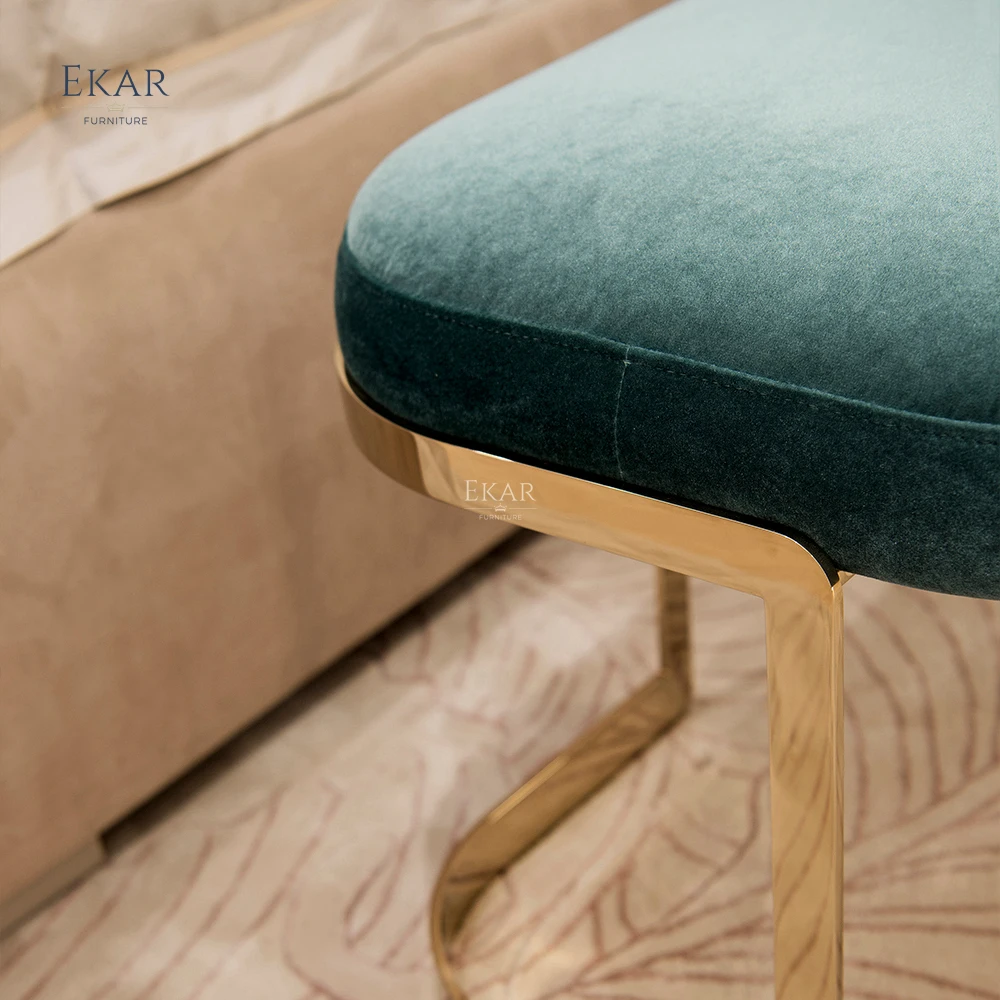 product ekar furniture  high quality modern bench metal foot soft cushion bed end stool-62