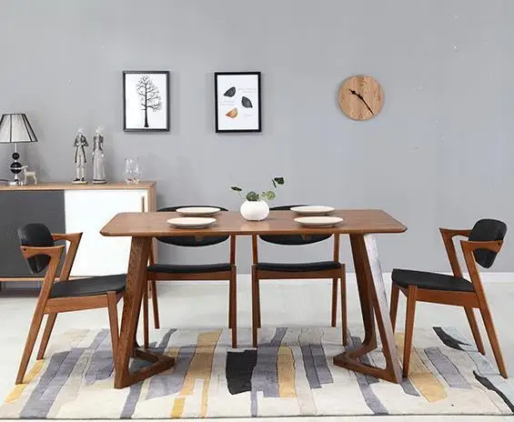 japanese pure wood dining table and chair combination rectangular simple small family table