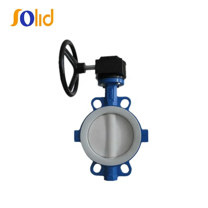 Ductile Iron PTFE Lind Seat Encapsulated Disc Wafer Type Butterfly Valve