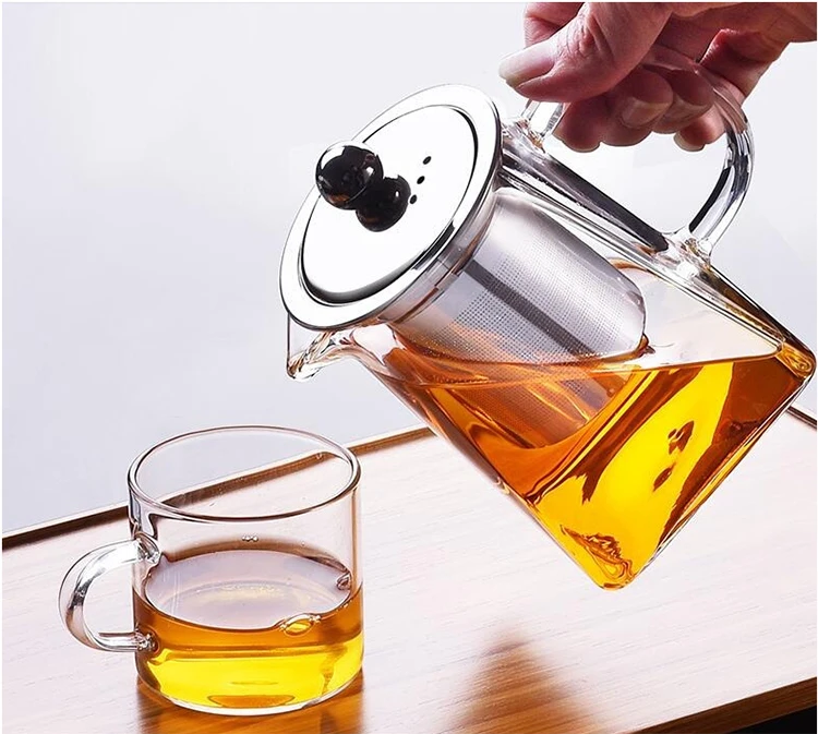 350ml 500ml High Borosilicate Glass Teapot With Stainless Steel For