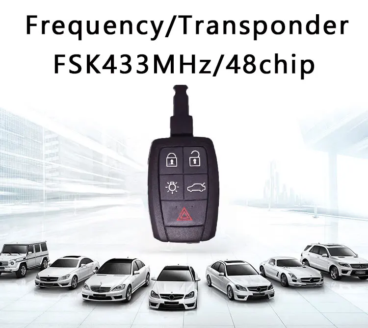 Fccid Kr55wk49259 Pn 31300258 For Volvo S40/c30/c70 Fsk433mhz 5 Button