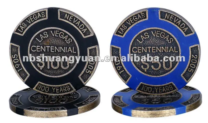 100 16gr $100 Centennial Las Vegas Chips BRASS CORE Heavy Chips  FREE Shipping * 