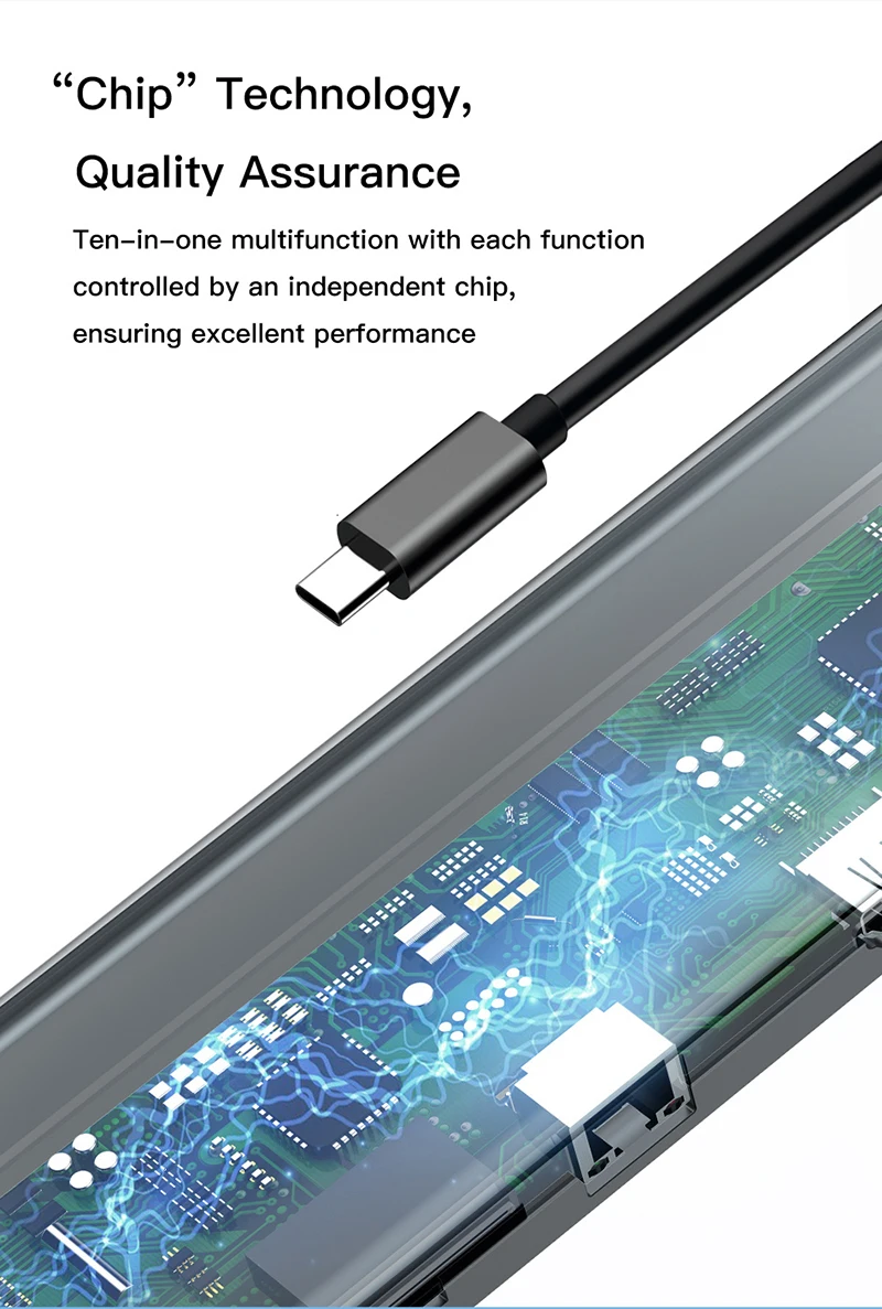 Multi 10 in 1 USB Type C HUB to HDMI VGA RJ45 USB 3.0 HUB Converter with SD/TF Card Reader Audio USB C Adapter for MacBook Pro - ANKUX.COM