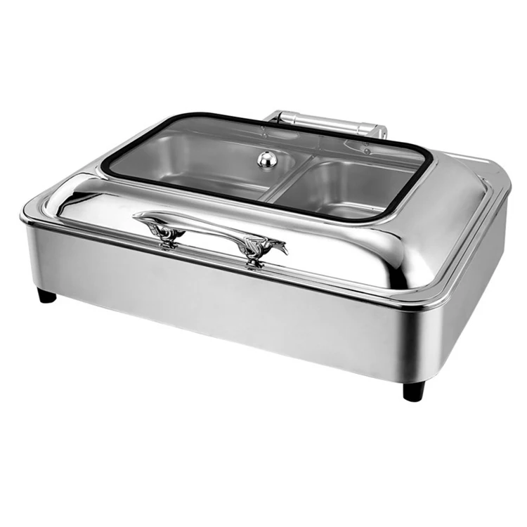 Factory Direct Sale Is Very Cheap 9 Liters Rectangular Chafing Dish With Window (can Be Equipped