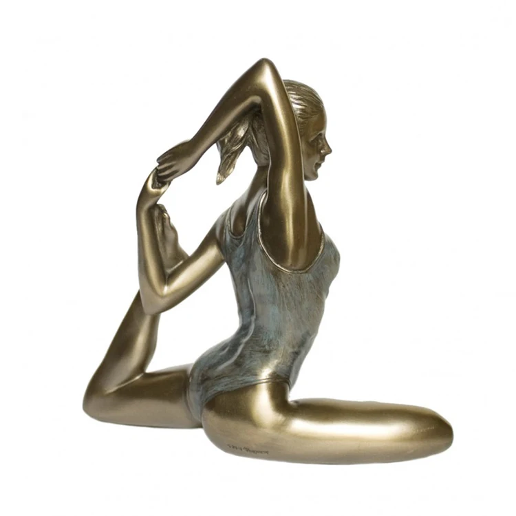铸造青铜瑜伽裸体女性雕塑