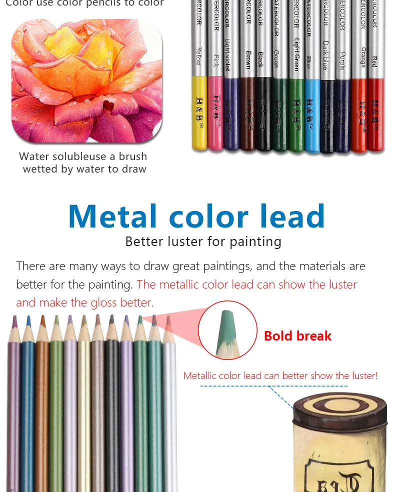 China All-purpose art supplies artist metallic lapis de de dibujo color pencil set