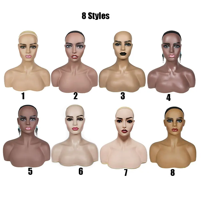 
PVC Female Mannequin Head With Shoulders For Wig Display Jewellery Women mannequin heads With Shoulder Wholesale 