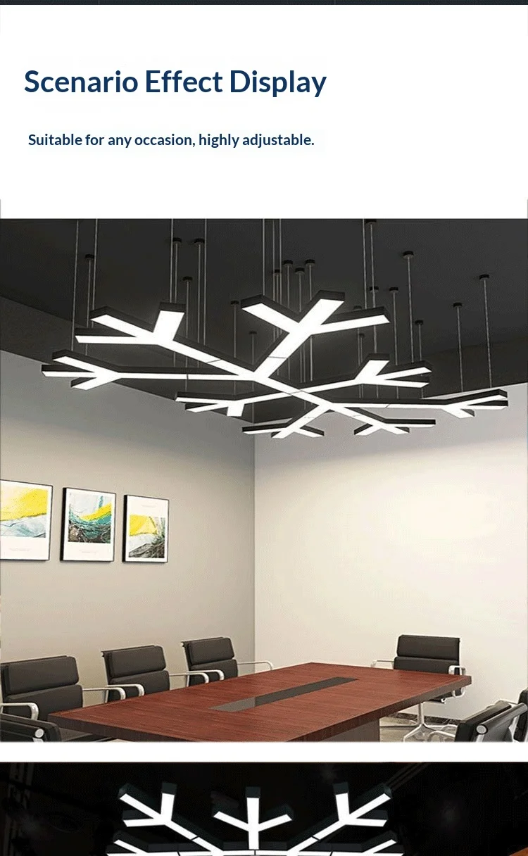 product customizable creative snowflake led modeling lamp special shaped chandelier for billiard room internet cafe shopping mall-5