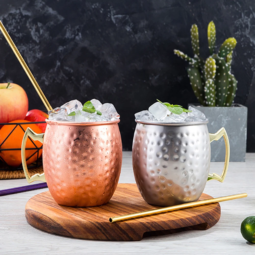 Amazon Hot Sale 2020 Home Bar Drinkware Copper Plated Cocktail Cups 304 Stainless Steel Mug 16oz Copper Beer Moscow Mule Cup