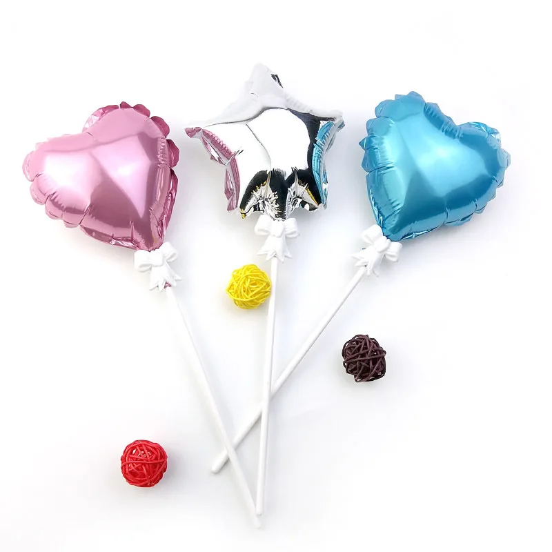 Hot Sale Mylar Custom Foil Balloon Stick Star Heart Number Shape Mini