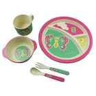 eco-friendly biodegradable reusable tableware bamboo fiber kids soup dinnerware sets