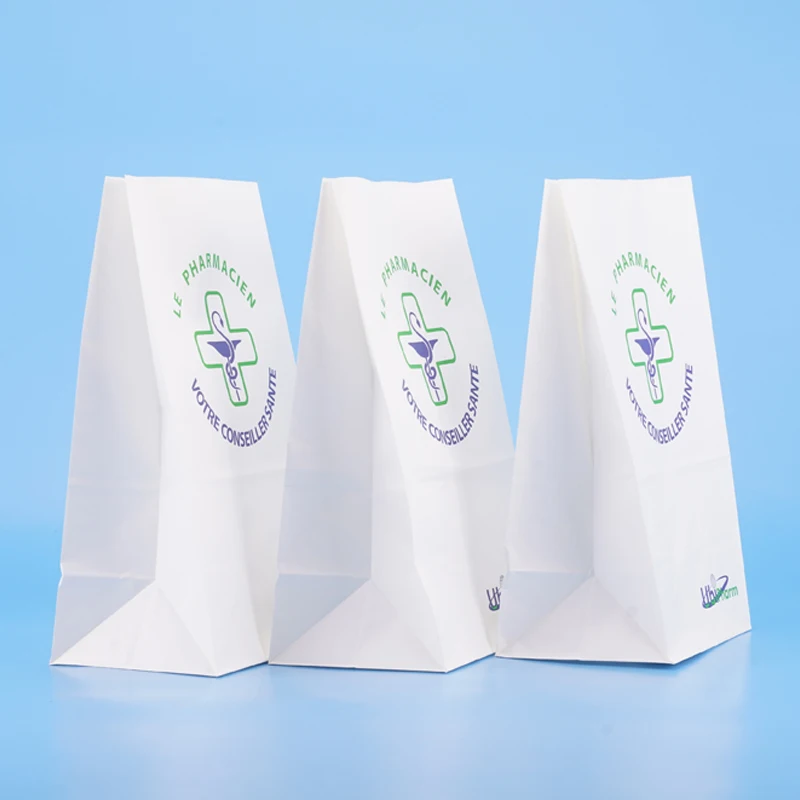 50gsm White Kraft Logo Printed Pharmacy Paper Bag - Buy Paper Bag For