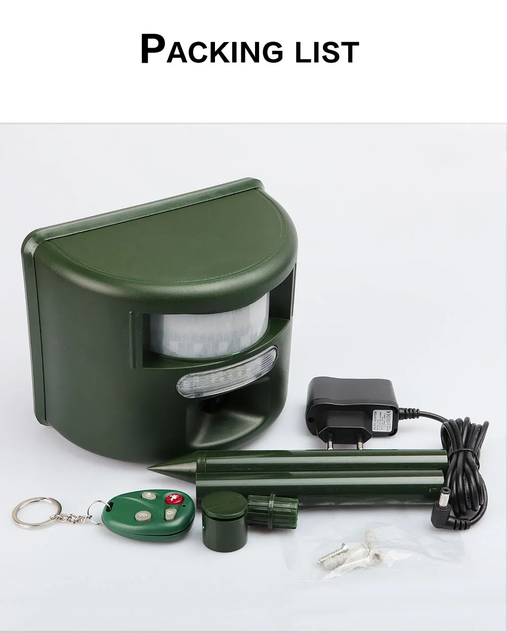 Electronic Lizard/bats/monkey Repeller With Strobe,Remote Control And