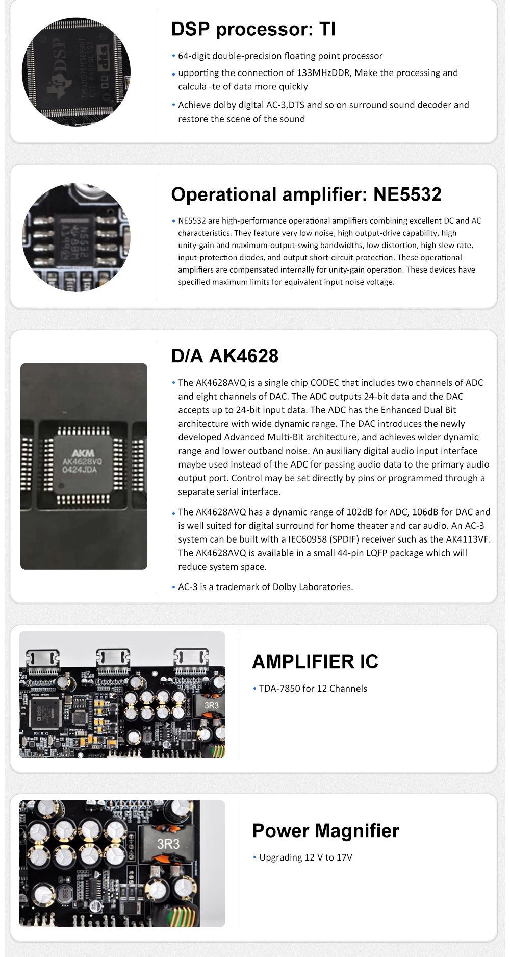 12 Channel Car DSP Amplifier Built in DSP and Karaoke Modules for Honda cars Amplifier audio upgrade System