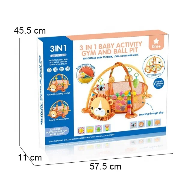 Amazon Chaud 3 En 1 Lion Bebe Activite Gym Et Piscine A Balles Haute Qualite Bebe Tapis De Jeu Avec 30 Balles Et 4 Poupee Hochets Pour Bebe Buy Bebe Tapis