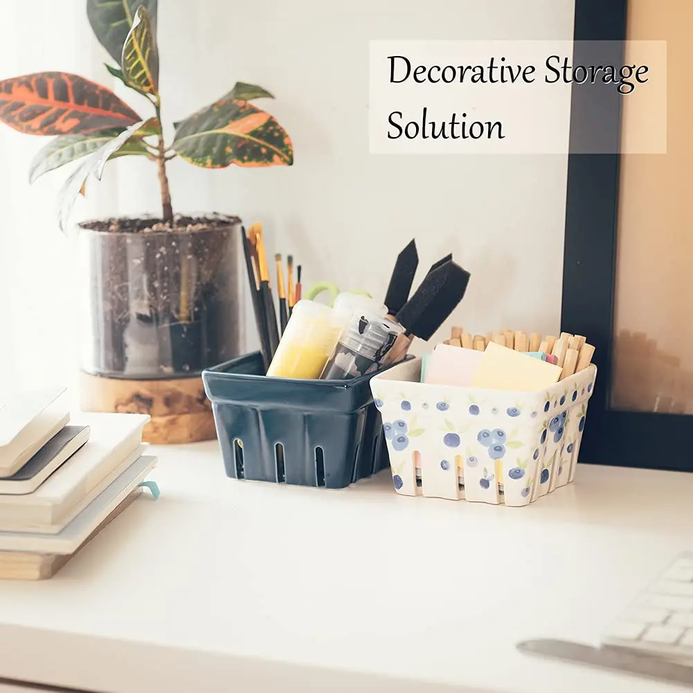 Berry Basket Colander Strawberry Decor Fruit Bowls Kawaii Kitchen Bowl Hot Sale Ceramic and Cute Pattern Pink White Vintage factory