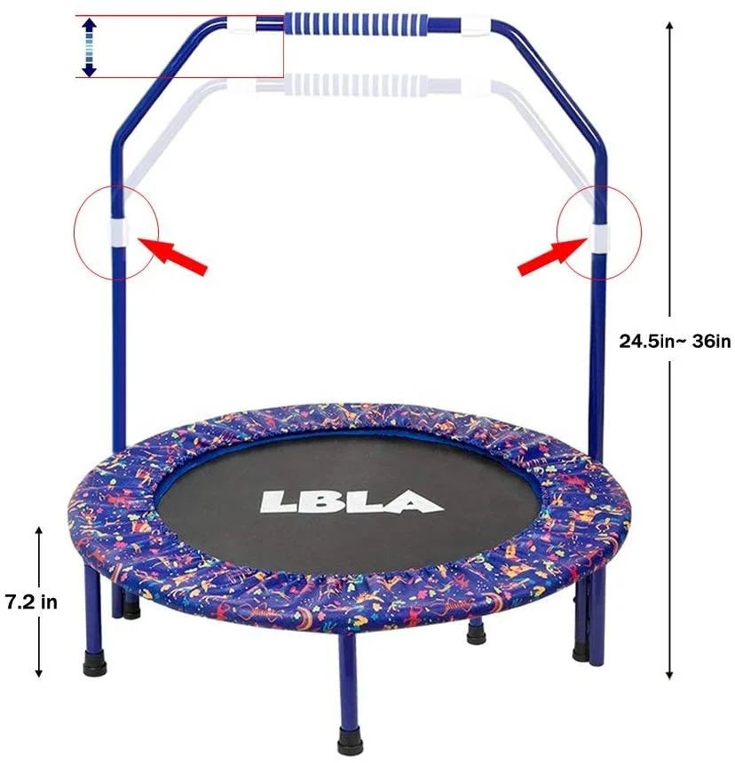 Kids Trampoline Little Trampoline with Adjustable Handrail and Safety Padded Cover Mini Foldable Bungee Rebounder Trampoline Indoor/Outdoor Maximum ø 36inch Weight Capacity 132 lbs Trampoline 