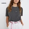 MGOO Combed Cotton Short Sleeve Vintage Look Women Custom Embroidery Logo Tee