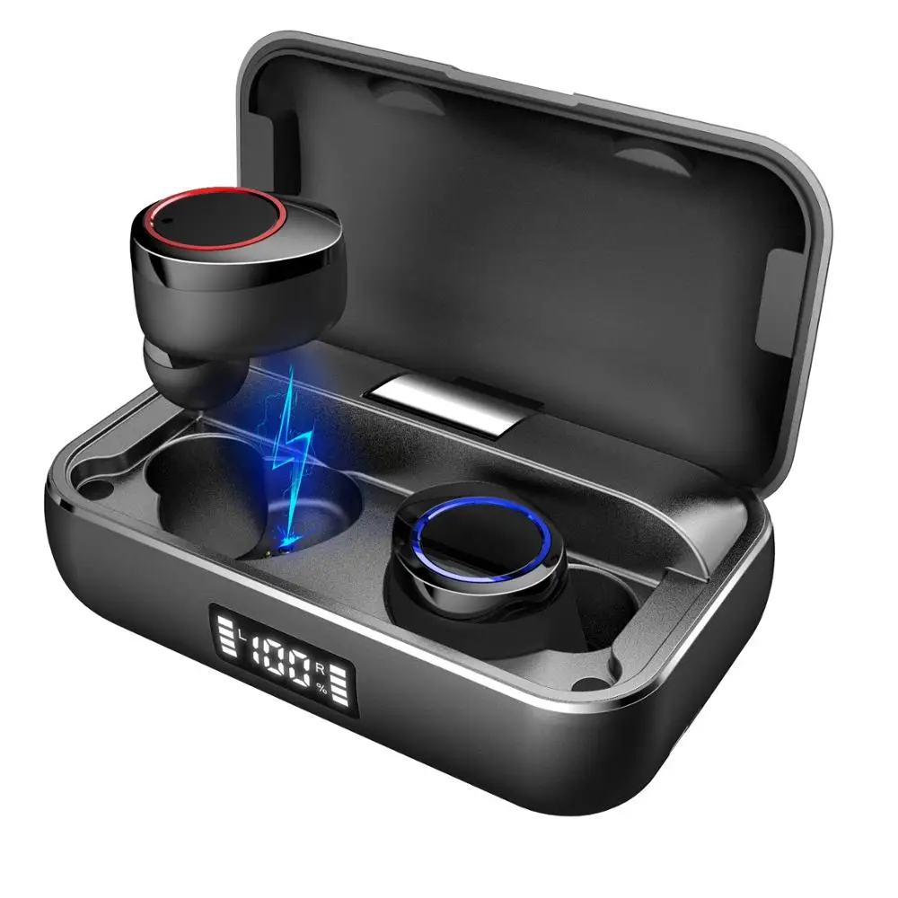 2019 new earbuds blue tooth headphones mi earbuds binaural call and hifi sound quality with metal charging case LED light