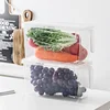 Rectangle shaped transparent home kitchen refrigerator moisture-proof fruit/vegetable plastic storage box