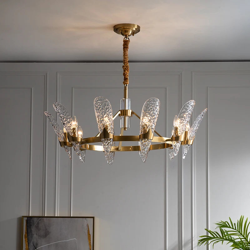 Modern light luxury chandelier living room bedroom restaurant golden crystal creative simple atmosphere designer lamps